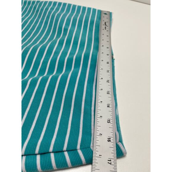 Talbot Ribbed Knit Pencil Mini Skirt Stripe Teal Blue Petite 12 P Nautical Beach - Picture 8 of 8